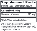 n-acetyl-l-cysteine progressive labs supplement facts