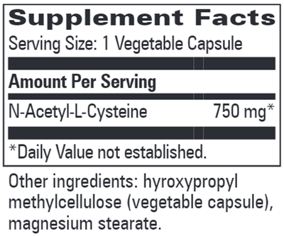 N-Acetyl-L-Cysteine (Progressive Labs) Supplement Facts