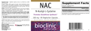NAC 500 mg bioclinic naturals label