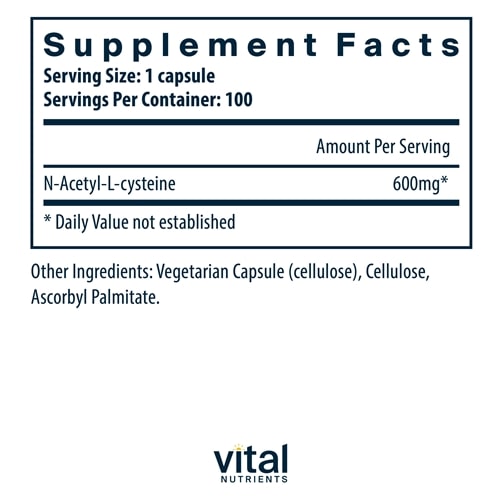 NAC 600 mg Vital Nutrients supplements