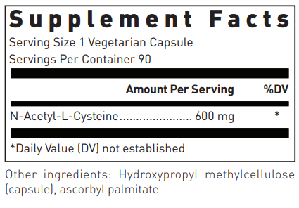 N-Acetyl-L-Cysteine 600 mg (Douglas Labs) supplement fact