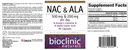 NAC & ALA bioclinic naturals label