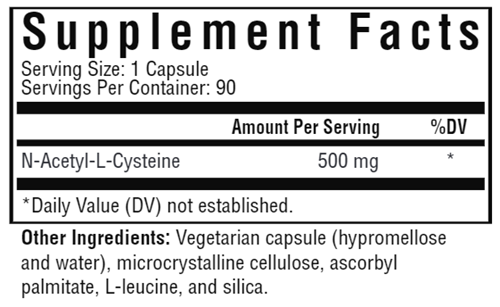 NAC (N-Acetyl-L-Cysteine) Seeking Health supplement facts