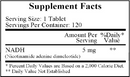 nadh (ecological formulas) supplement facts