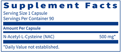 N Acetyl Cysteine - NAC (Klaire Labs) Supplement Facts