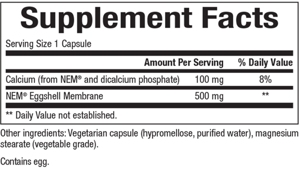 nem eggshell membrane bioclinic naturals supplement facts