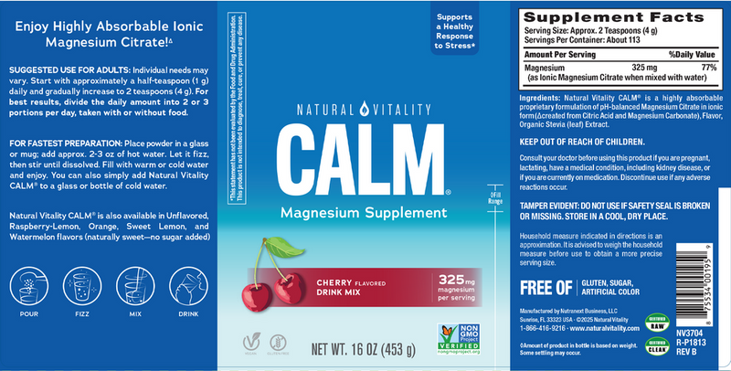 calm cherry natural vitality label