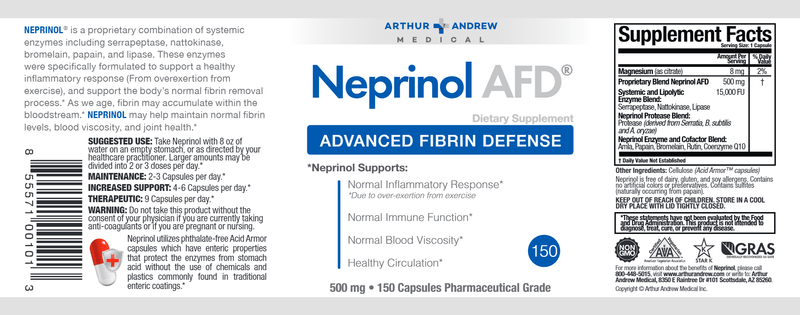 Neprinol AFD (Arthur Andrew Medical Inc) 150ct Label