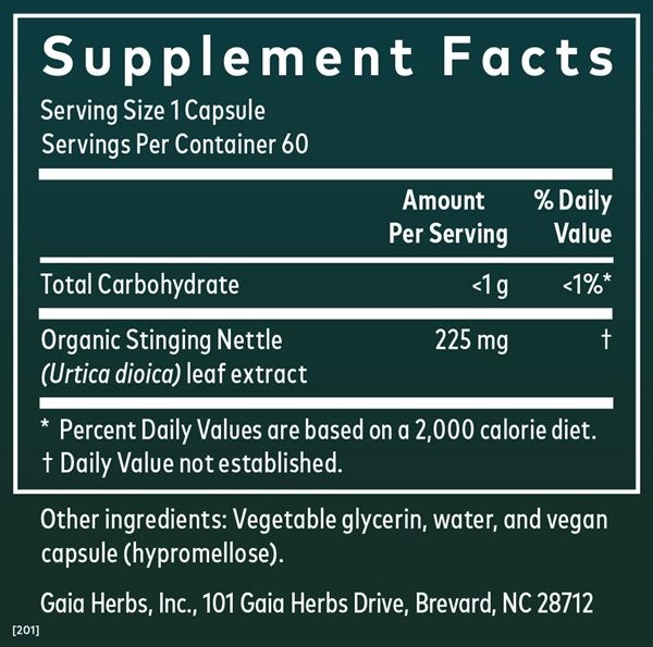 nettle leaf (gaia herbs) supplement facts