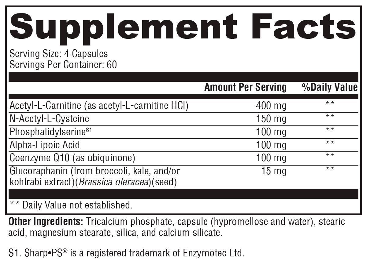 NeuroActives™ BrainSustain™ Supplement Facts Label
