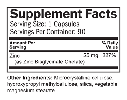 NeuroZinc Supplement Facts Label