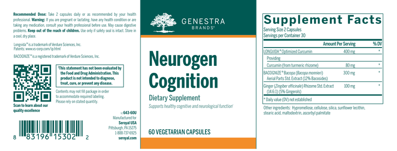 Neurogen Cognition label Genestra