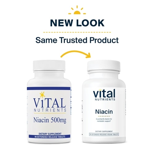 Niacin 500 mg Extended Release Vital Nutrients new look
