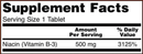 niacin 500 mg (now foods) supplement facts
