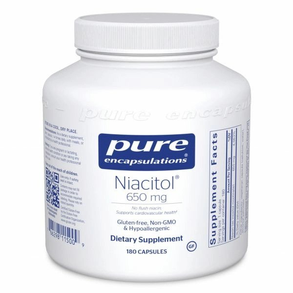 Niacitol (no-flush niacin) 650 mg 180's (Pure Encapsulations)