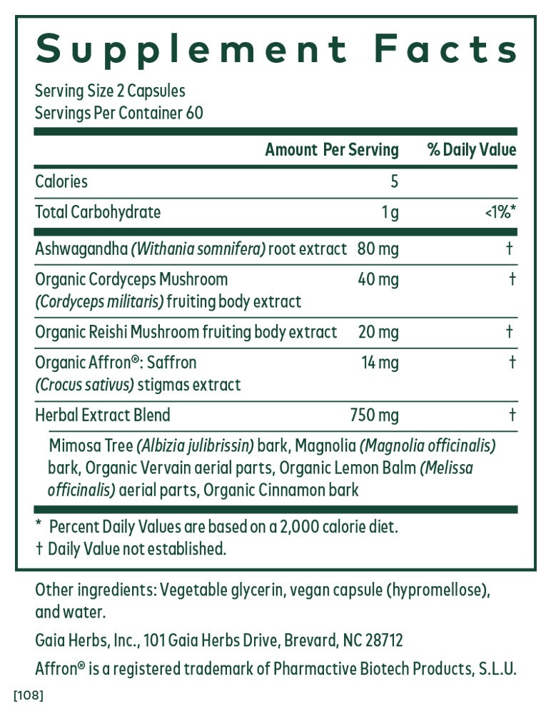 Nighttime HPA Phyto-Caps Supplement Facts Label