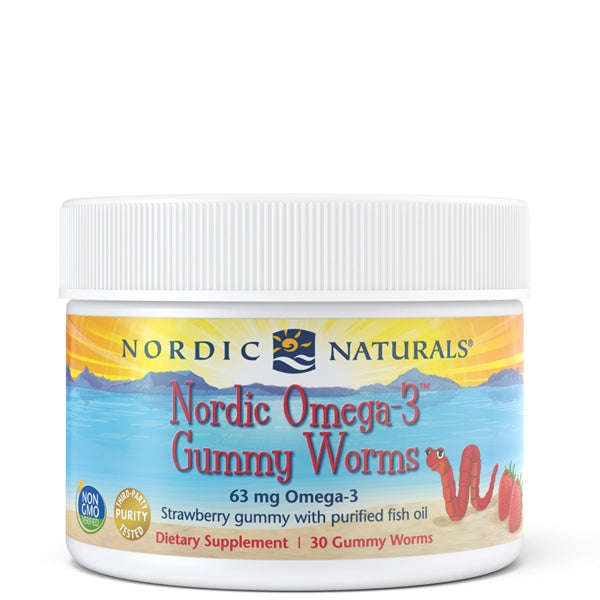 Nordic Omega-3 Gummy Worms 30 Gummies Strawberry (Nordic Naturals)