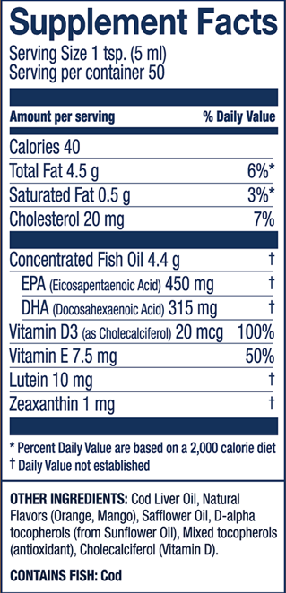 norwegian cod liver oil+ supplement facts