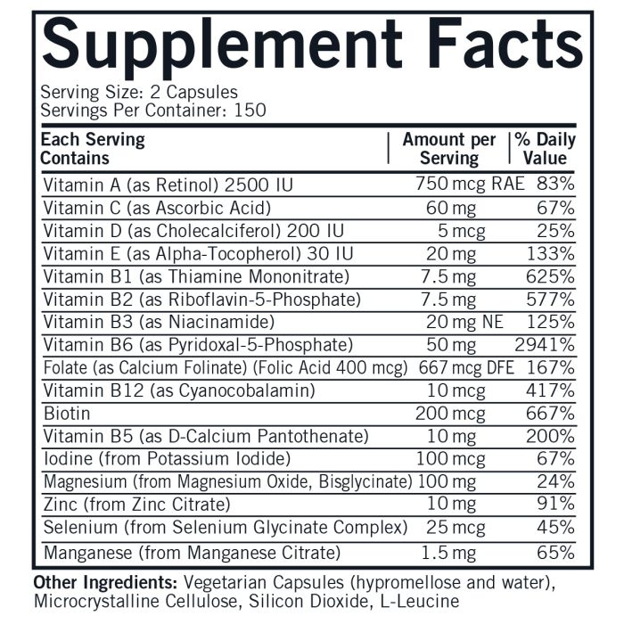 Nu-Thera with 50 mg P-5-P (Kirkman Labs) supplement facts