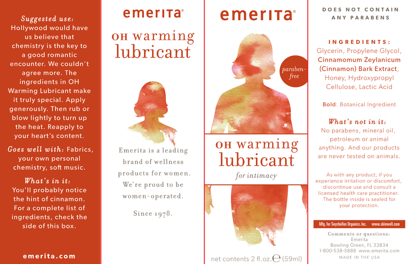 OH! Warming Lubricant (Emerita) label