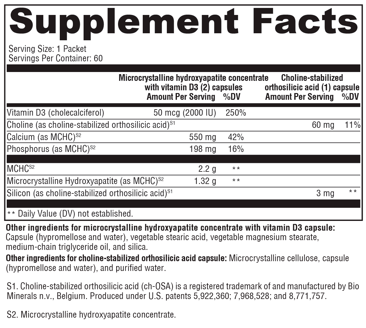 OSAplex™ Supplement Facts Label