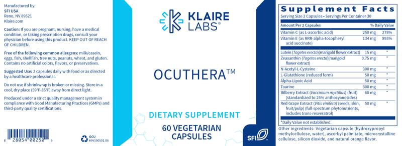 OcuThera (Klaire Labs) Label