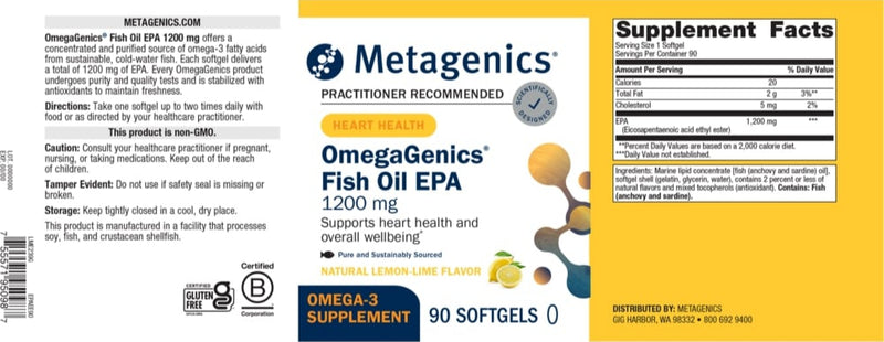 omegagenics fish oil epa 1200 mg (metagenics) label