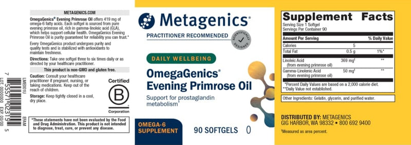 omegagenics evening primrose oil (metagenics) label