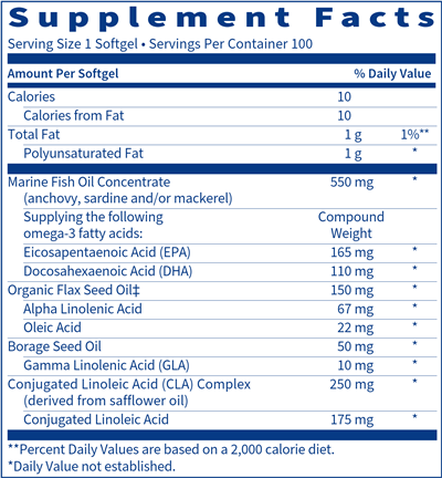 OmegaThera (Klaire Labs) Supplement facts