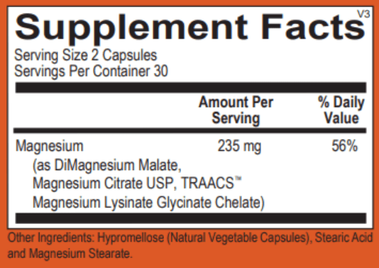 Opti-Absorb Triple Magnesium Supplement Facts
