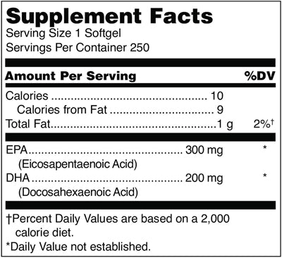 Opti-EPA 500 Supplement Facts Label