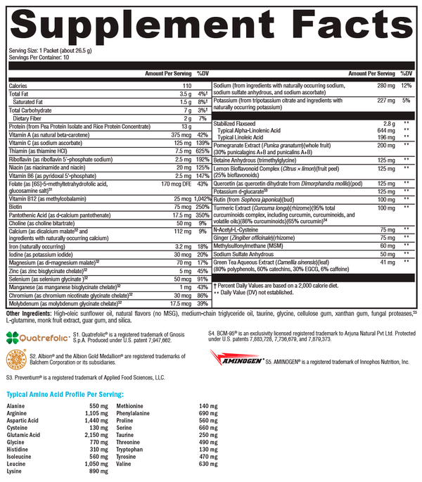 OptiCleanse® GHI Lite Vanilla Delight Sugar & Stevia Free Supplement Facts Label