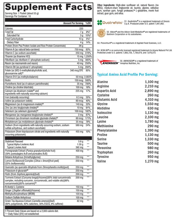 OptiCleanse® GHI Vanilla Delight Sugar & Stevia-Free Supplement Facts Label