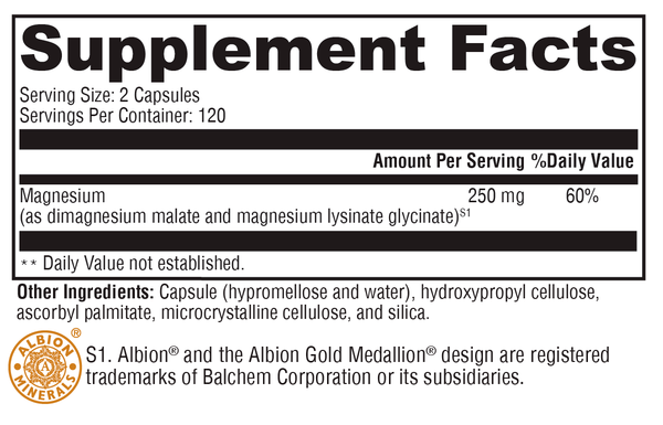 OptiMag® 125 Supplement Facts Label