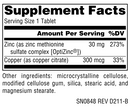 optizinc zinc methionine sulfate complex source naturals supplement facts