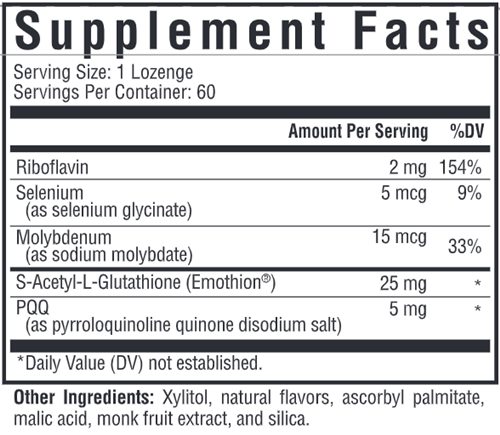 Optimal Glutathione Plus Lozenge Seeking Health supplement facts