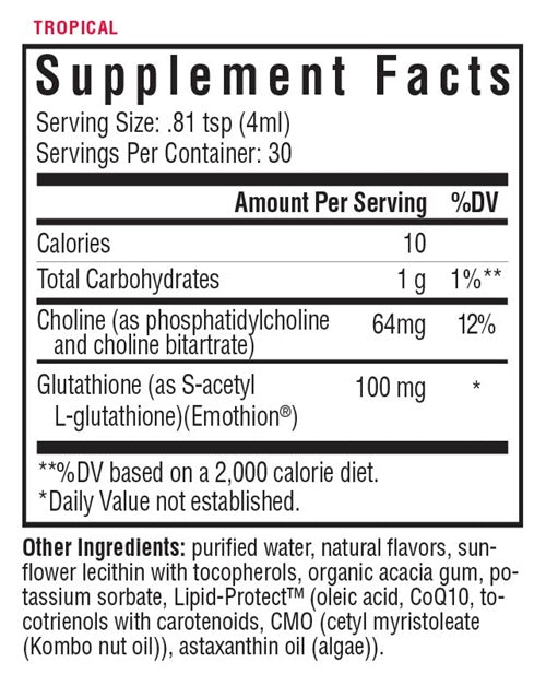 Optimal Liposomal Glutathione Tropical Seeking Health supplement facts