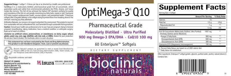 Optimega-3 Q10 (Bioclinic Naturals) Label