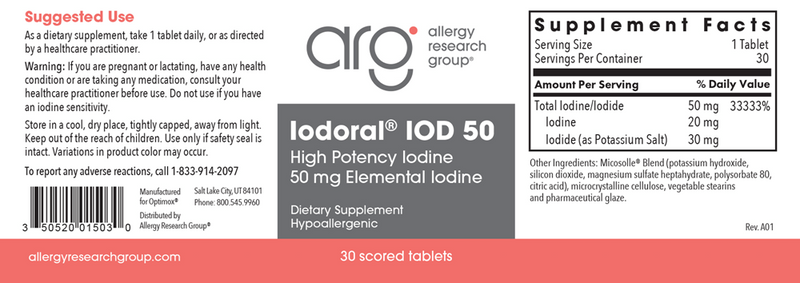optimox iodoral 50 mg allergy research group label