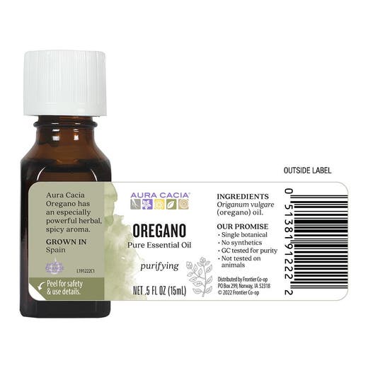Oregano Essential Oil Supplement Facts Label