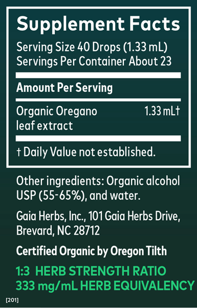 oregano leaf gaia herbs supplement facts