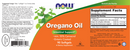 oregano oil softgels (now foods) label