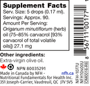 oregano sap (nfh nutritional fundamentals) supplement facts
