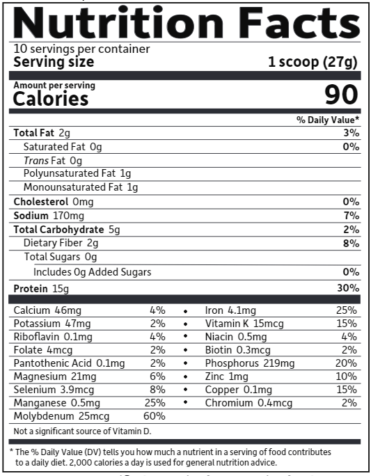 Organic Plant Protein Smooth Vanilla (Garden of Life) Nutrition Facts