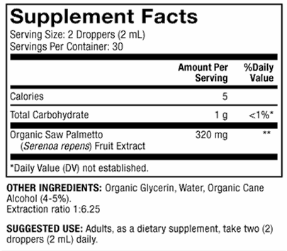DISCONTINUED - Organic Saw Palmetto Supplement Facts Label