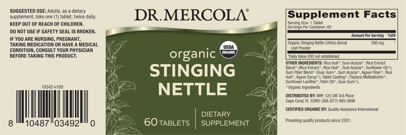 Organic Stinging Nettle (Dr. Mercola) label