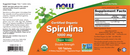 organic spirulina 1000 mg (now foods) label