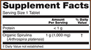 organic spirulina 1000 mg (now foods) supplement facts