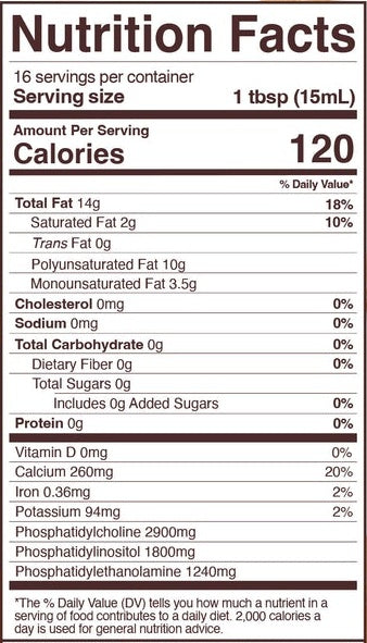 sunflower lecithin liquid (foods alive) nutrition facts