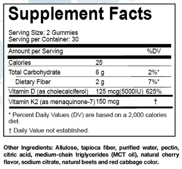 K2+D3 Supplement Facts Label